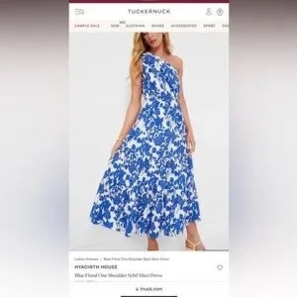 Tuckernuck Hyacinth House Blue Floral One Shoulder Sybil Maxi Dress - Picture 3 of 7